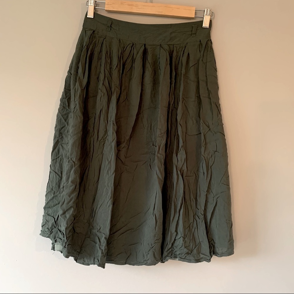 Comme toi army green midi skirt